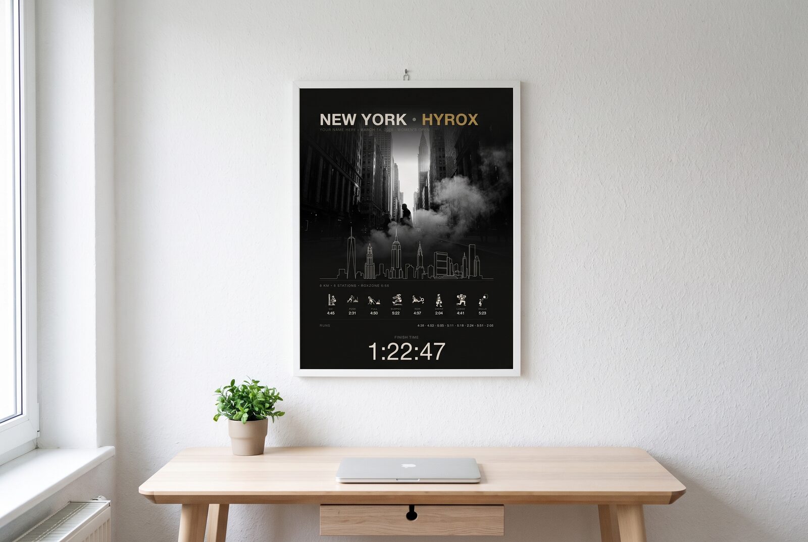 The Cityline New York women's edition in a white frame in a home office