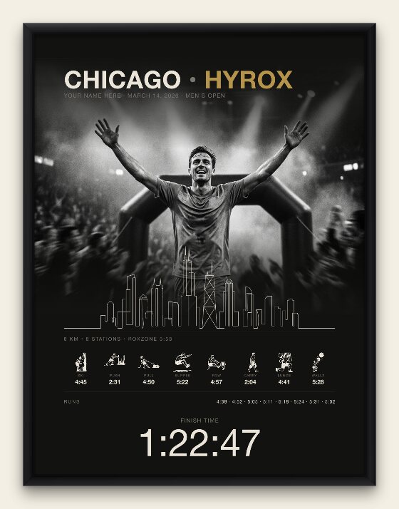 The Cityline with race photo, Chicago men's edition, black frame
